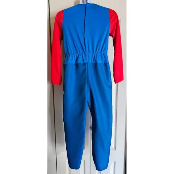 Super Mario Kids Costume 7-8 Gloves Plush Belly Jumpsuit Hat Halloween Boys Game - Picture 6 of 7